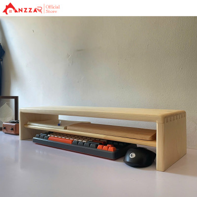 Kệ Màn Hình Máy Tính Monitor Sơn Phủ Bóng Kệ Gỗ Kê Màn Hình Uốn Cong Có Ngăn Kéo Độc Đáo Sang Trọng Anzzar-08