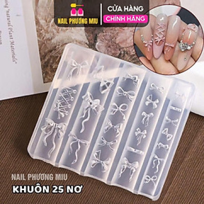 Khuôn in 3D Silicon Tạo Hình Nơ Nút Dài Ngắn 25 Mẫu To Nhỏ Làm Nail Phong Cách Tiểu Thư Điệu Đà Đáng Yêu Trang Trí Móng Nghệ Thuật