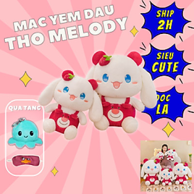 Thú nhồi bông Melody mặt yếm dâu siêu đáng yêu - Size từ 22cm đến 80cm - Quà tặng gấu bông Cinnamoroll hoạt hình cho bé.