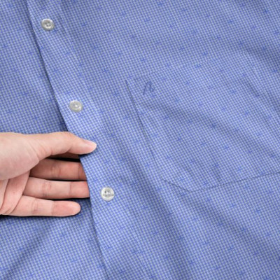 Áo Sơ Mi Nam Công Sở Trung Niên Thương Hiệu Anton Xanh Chấm Bi Dài Tay Vải Cotton – AC157