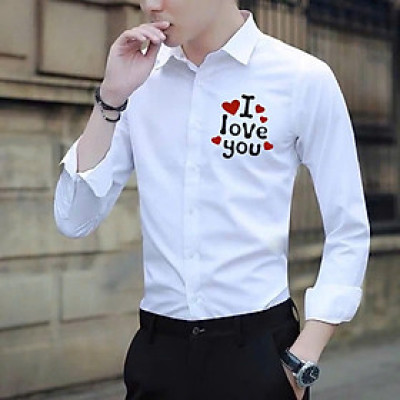 Áo Sơ Mi Nam Nữ In Chữ LOVE Chất Vải Mịn Mát, Thiết Kế Sang Trọng, Lịch Sự Mặc Đôi, Cặp Đều Được