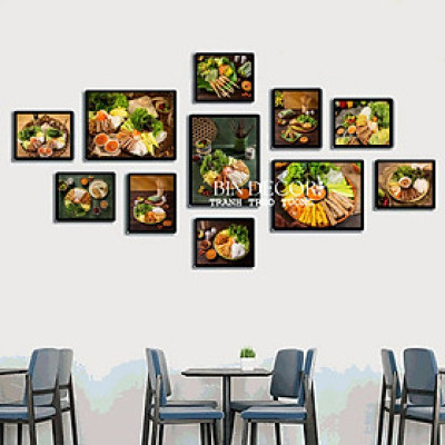 (HCM)Bộ 11 khung ảnh nem nướng trang trí decor quán có sẵn khung kèm đinh treo