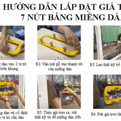 Giá treo đồ kim loại cao cấp 14 nút móc cửa - không cần khoan tường