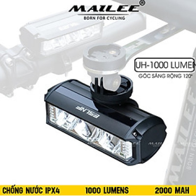 Đèn xe đạp chống nước UH-1000 3 bóng 1000 Lumens có led ban ngày, đèn trước xe đạp sạc USB Type-C, hợp kim nhôm (không kèm pad đỡ dài), đủ phụ kiện - Mai Lee