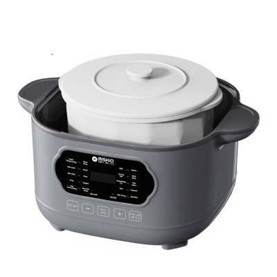 Nồi nấu chậm lòng sứ 3L Mishio MK397 kèm xửng hấp và 4 thố sứ tiện lợi không lo cháy khét hay bong tróc chống dính - Hàng chính hãng