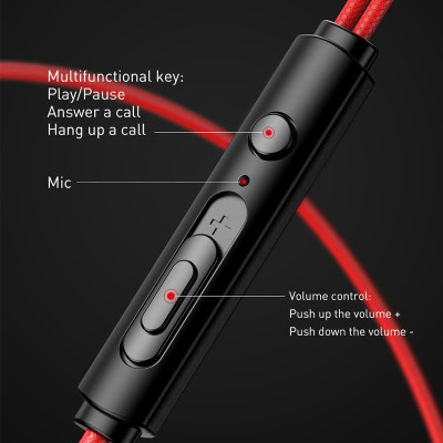 Tai nghe nhét tai hỗ trợ đàm thoại cho game thủ hiệu Baseus Gamo earphone H15 (thiết kế elbow, âm thanh Hifi surround, hỗ trợ gắn 2 micro)  - Hàng chính hãng