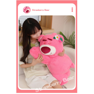 Gấu Dâu Bông Lotso Dâu Huggin Bear Lông Xù Nằm Dễ Thương Mềm Mịn Cao Cấp