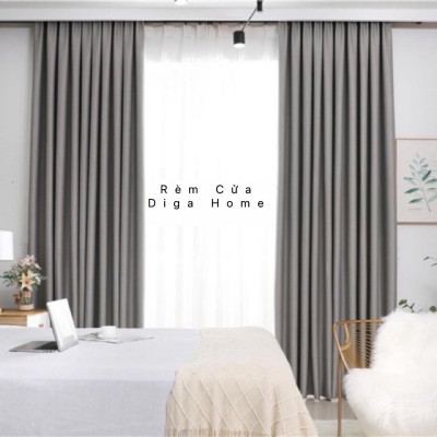 Rèm Trang Trí Cửa Sổ,Cản Nắng- Hoạ Tiết Trơn - Màu Xám Khói, NHIỀU KÍCH THƯƠC, CÓ SẴN