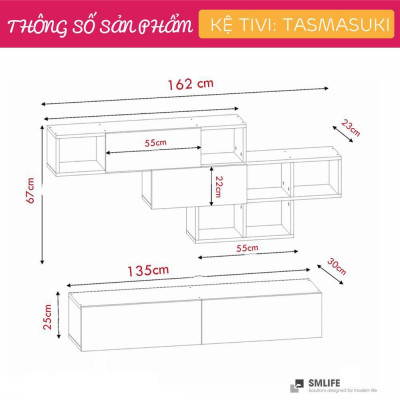 Kệ tivi phòng khách treo tường SMLIFE Tasmasuki