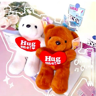 Thú nhồi bông teddy ôm tim hugme đáng yêu - Size 28cm - Quà tặng gấu Teddy lông mịn size mini cho bé