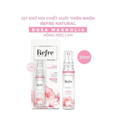 Xịt Khử Mùi Refre Natural Chiết Xuất Thiên Nhiên - Hồng Mộc Lan Rosa Magnolia 30ml