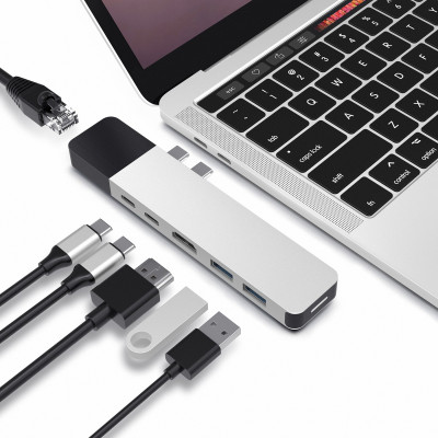 Cổng chuyển Hyper HyperDrive NET 6 in 2 USB-C Hub dành cho Macbook Pro 13" 15" 2016/2017/2018 - Hàng chính hãng