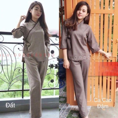 ĐỒ LAM ĐI CHÙA Mẫu Nhật Nơ Không Thêu