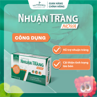 Viên uống Nhuận TràngNova hỗ trợ nhuận tràng, giảm táo bón, tăng cường sức khoẻ đường ruột (20 viên) - Nutramed