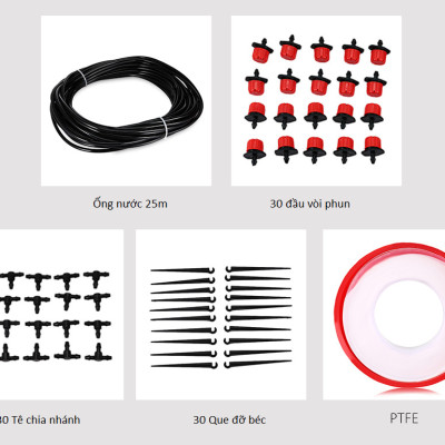 Bộ KIT Tưới Cây Nhỏ Giọt 8 Tia 30 Béc Vòi 25M Cao Cấp AZONE