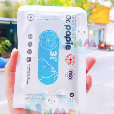 Khăn Lau Hạ Sốt Dr.Papie 3+ Cho Bé Hạ Nhiệt Giảm Sốt Ngăn Ngừa Co Giật