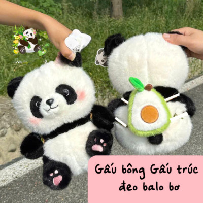 Thú nhồi bông gấu trúc đeo Balô quả bơ đáng yêu - Size 45cm - Qùa tặng gấu bông gấu trúc êm mịn cho bé.