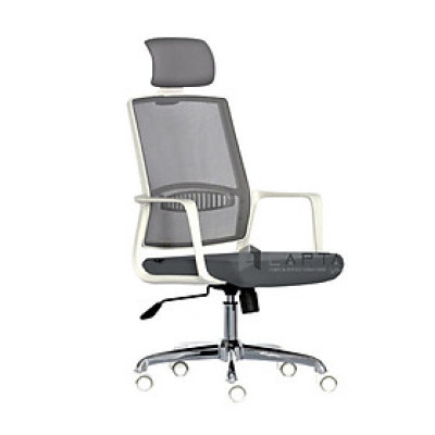 Ghế xoay văn phòng lưng lưới cao CM4314-MP Nội thất Capta Ghế ngồi làm việc tại nhà lưng lưới thân nhựa trắng có chân thép mạ chrome office chair
