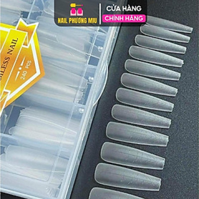 Hộp Móng Úp Chia Vạch Form Thang JNICE Tem Xanh 300 Móng Dài Cứng Cáp, Tem Vàng 240 Móng Dẻo Tệp Làm Nail Tiện Lợi Cắt Dũa Dễ Dàng Nữ Women