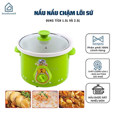 Nồi Hầm Cháo Chậm Lòng Sứ Cắm Điện 1,5L VÀ 2,5L , Nồi Hầm, Kho, Nấu Giữ Nhiệt Tốt, Siêu Tiện Dụng - HÀNG CHÍNH HÃNG MINIIN