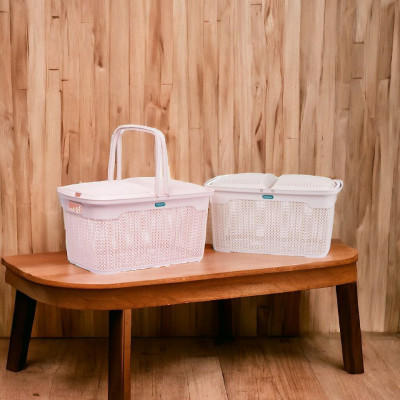 GIỎ LÀN QUAI XÁCH CÓ NẮP HOA MỘC TẤM ĐỰNG ĐỒ CHO MẸ VÀ BÉ ĐI SINH ĐA NĂNG - GIỎ LÀN KIỂU DÁNG MÀU SẮC PHONG CÁCH HÀN QUỐC