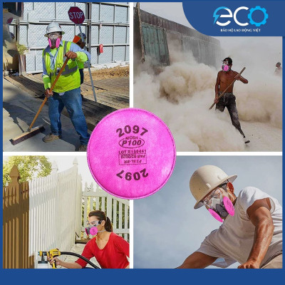 Bộ mặt nạ phòng độc 3M 6200 + Phin lọc 2097 chuyên chống khói hàn, hóa chất, lọc bụi mịn