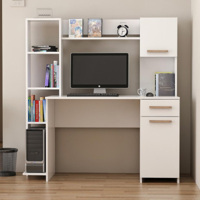 Bàn làm việc gỗ liền kệ giá sách bên đẹp SMLIFE Doberman