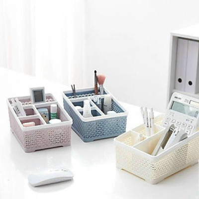 Khay nhựa tiện ích 4 ngăn Việt Nhật 2 size (5696/5688), khay 4 ngăn để bàn đựng bút, đồ dùng đa năng