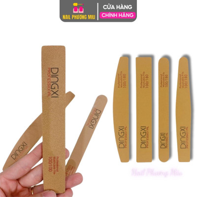 Dũa Da Bò Dingxi Màu Nâu Vàng Độ Nhám 100/180 Làm Nail, Dũa Móng Dày Nhiều Form Thẳng, Kim Cương, Cong, Bầu, Tròn Nail Phương Miu