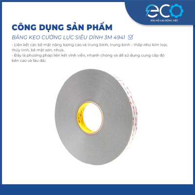 Băng keo cường lực siêu dính 3M 4941 (12mm x dài 4.5m) màu xám
