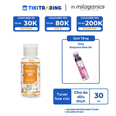 Toner Hoa Cúc & AHA Ngừa Mụn, Kiềm Dầu - Nước Hoa Hồng Dành Cho Da Dầu Mụn MILAGANICS