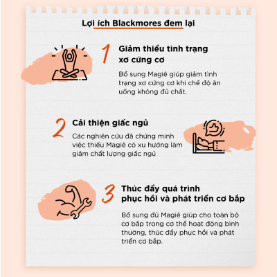 Viên Uống Bổ Sung Magie Hỗ Trợ Cơ Bắp Ngăn Ngừa Chuột Rút Blackmores Bio Magnesium Lọ 100 Viên