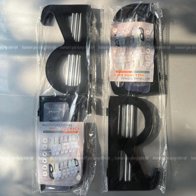 Giá Để Giày Dép Dán Tường 2 Tầng Chữ R Móc Treo Đồ Đa Năng Nhà Tắm Decor 4 Miếng Chữ U Siêu Dính