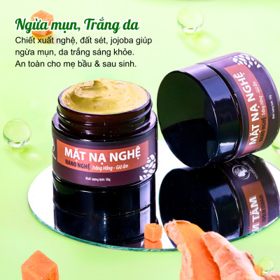Bộ dưỡng trắng, sạch thâm mụn Wonmom ( 1 Sữa rửa mặt + 1 Mặt nạ nghệ )