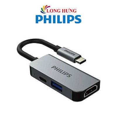 Cổng chuyển đổi Philips 3-in-1 Multifunction Adapter USB-C Hub SWV6113G/67 - Hàng chính hãng