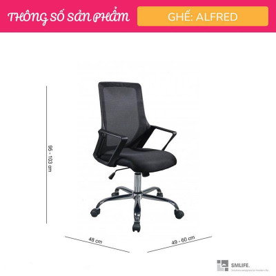 Ghế xoay văn phòng lưng trung bọc lưới SMLIFE Alfred