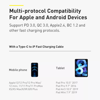 Baseus Super Si Pro Bộ sạc USB C có thể gập lại 20W nhỏ gọn và cực bền cổng Type C Sạc nhanh cho iPhone 12 Pro Max Bộ sạc nhanh Samsung Xiaomi iPhone Huawei - Hàng Chính Hãng