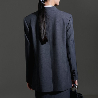 Áo blazer vai rộng cổ 2 ve ZELDA màu xám chì thiết kế cao cấp WHITE CHIC