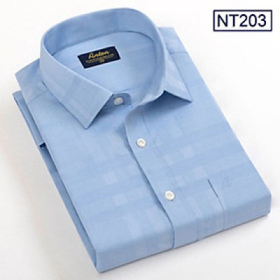 Áo Sơ Mi Nam Xanh Dương Ngắn Tay Công Sở Trung Niên Anton Vải Sợi Tre Thấm Hút Mồ Hôi - NT203