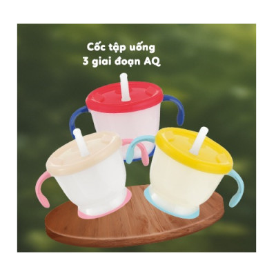 Cốc tập hút, tập uống 3 giai đoạn cho bé RICHELL Nhật AQ phiên bản châu Á | Baby 6m+ 150ml