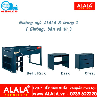 Giường tầng cho Bé ALALA138 đa năng/ Miễn phí vận chuyển và lắp đặt/ Đổi trả 30 ngày/ Sản phẩm được bảo hành 5 năm từ thương hiệu ALALA/ Chịu lực 700kg