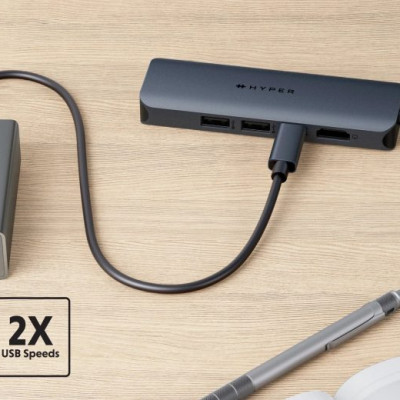 HUB chuyển đổi HyperDrive Next 6 IN 1 Port USB-C Hub - Truyền tải dữ liệu nhanh, hỗ trợ màn hình 4K60Hz - HD4002GL - Hàng Chính Hãng