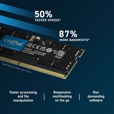 Ram Laptop Crucial DDR5 32GB Bus 5600 CL46, điện áp 1.1V - CT32G56C46S5- Hàng chính hãng