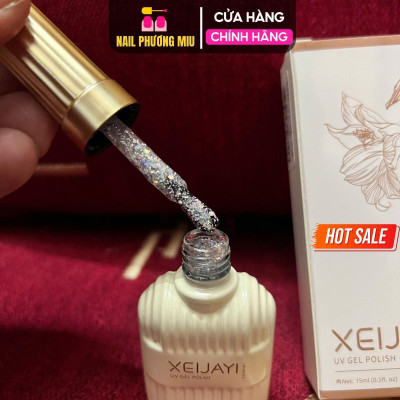 Sơn Gel Nhũ Kim Tuyến Vàng Bạc XEIJAYI Siêu Sáng Làm Nail, Hạt Nhũ Loại 1 Bắt Sáng Lấp Lánh 15ml, Chất Sơn Đậm Đặc Cho Móng Lộng Lẫy Nữ Women