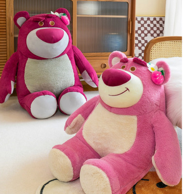 Thú nhồi bông gấu dâu ngồi màu hồng đơn giản - Size từ 40cm đến 90cm - Quà tặng Lotso dâu cute có mùi thơm chất liệu lông xù.