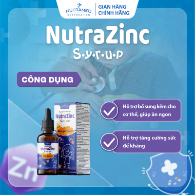 Siro NutraZinc hỗ trợ bổ sung kẽm giúp bé ăn ngon và tăng sức đề kháng (30ml) - Nutramed