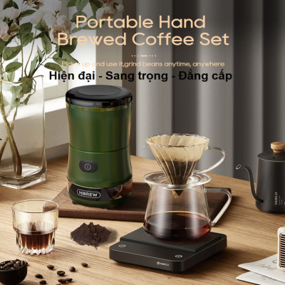 Máy xay hạt cà phê, sinh tố và đá viên dùng pin cầm tay 3 trong 1 thương hiệu Mỹ HiBREW G2 - Hàng Chính Hãng