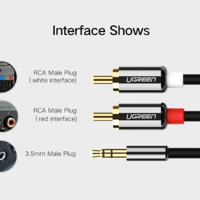 Ugreen UG10583AV116TK 1.5M màu Đen Cáp âm thanh 2 đầu Bông sen sang 3.5mm Dương mạ vàng - HÀNG CHÍNH HÃNG