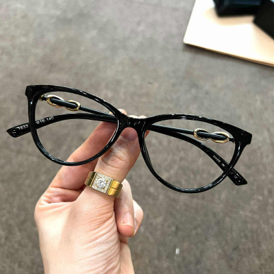 Kính mắt thời trang cao cấp cho nữ dáng mắt mèo form nhỏ gọng nhựa màu đen