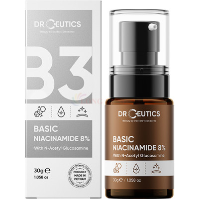 Tinh chất DrCeutics Basic Niacinamide 8% giúp thu nhỏ lỗ chân lông dành cho da dầu và mụn (30g) - Hàng chính hãng